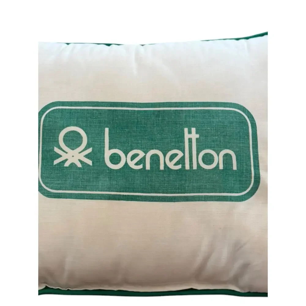 Vintage 1980's United Colors of Benetton Logo Throw Pillow